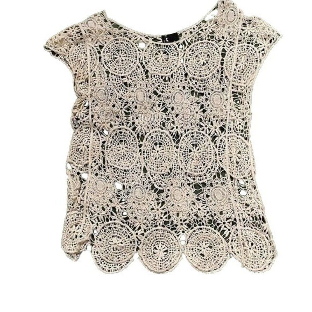 New Directions 100% cotton floral lace top or beach cover size M EUC - Picture 6 of 10